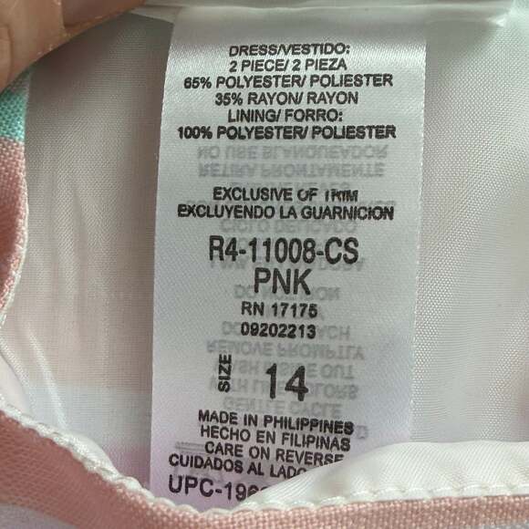 Bonnie Jean Easter Spring Striped Dress Big Girls Size 14 - Picture 4 of 6